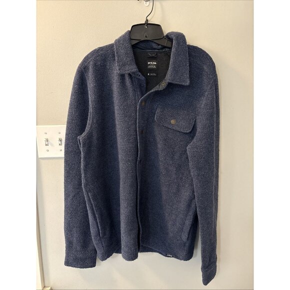 prAna IncrediWool Overshirt Men's Medium Stormy Night Heather Slim NWT MSRP $175 - Picture 7 of 12